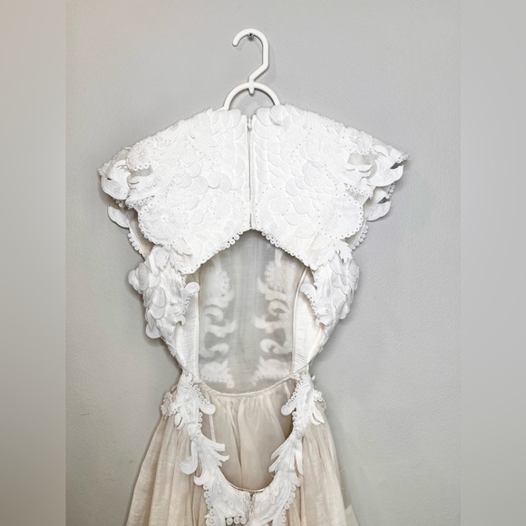 NWOT Zimmermann Tama Asymmetric Cut Out Silk And Linen Max Dress White Sz 2/ Med - Picture 14 of 16